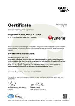 take-e-way Certificate Information Security Management System according DIN EN ISO/IEC 27001