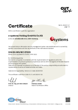 take-e-way Certificate Information Security Management System according DIN EN ISO/IEC 27001