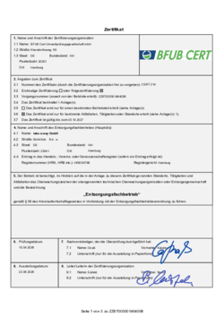 Certificat d’entreprise de gestion des déchets